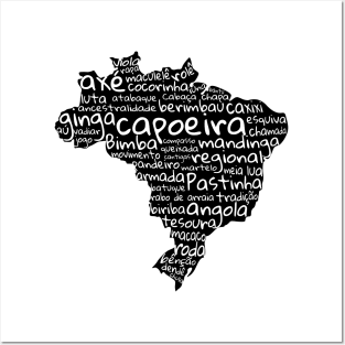 capoeira words black & white Posters and Art